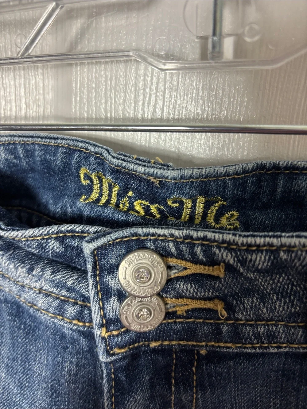 Miss Me Windsor Blue Distressed Denim Long Shorts Size 29 Rhinestone camouflage